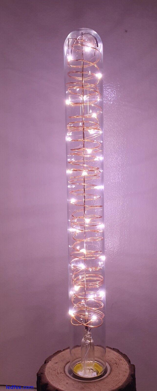 Decorative tube clear glass, copper string LED light bulb, E27, 300mm, 4000k 0 