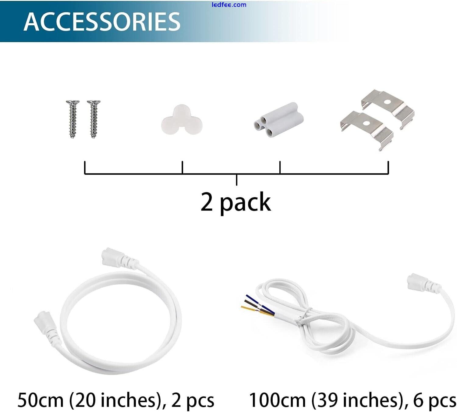 2PCS Led Batten Light 2ft 60cm, T5 Led Tube Lights, 1100lm 10W 6500K White LED 3 