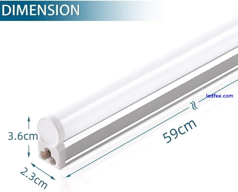 2PCS Led Batten Light 2ft 60cm, T5 Led Tube Lights, 1100lm 10W 6500K White LED 2 