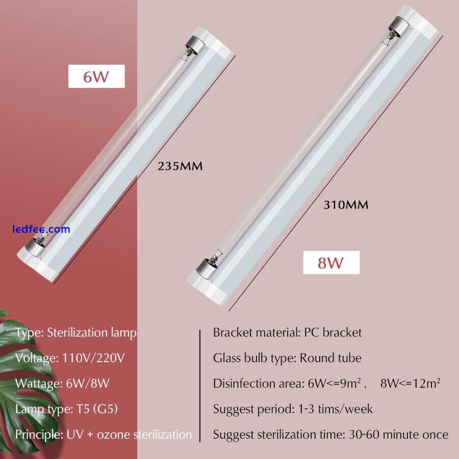 Tube 220V Sterilizer Germicidal Ozone Lamp T5 UVC Lights UV 6W/8W 4 