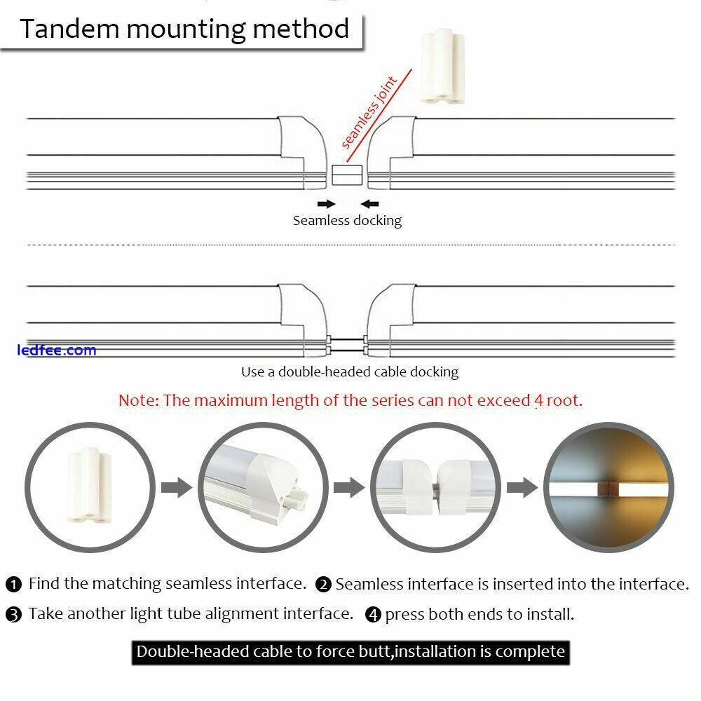 8/Pack T8 LED Shop Light Fixture 2,3,4,5,6,8FT Integrated D-shape LED Tube Bulb 4 