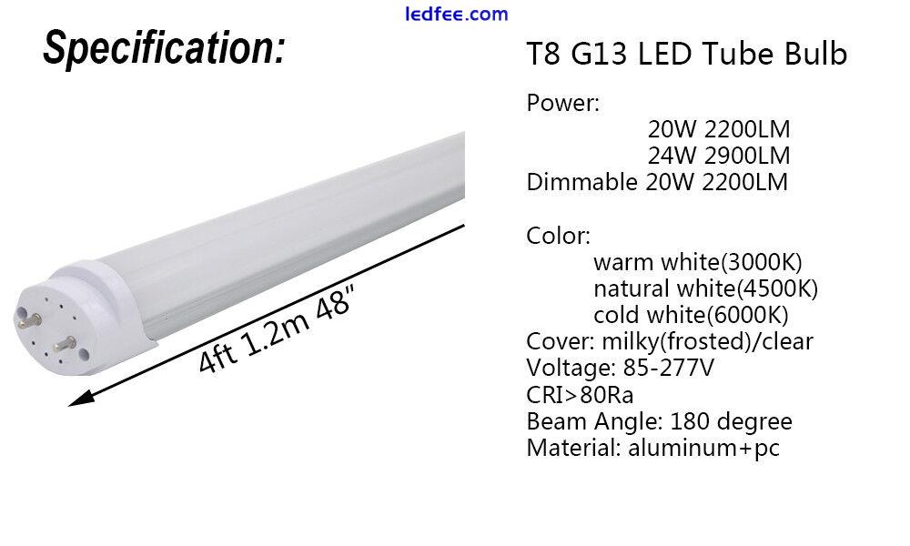 2-50/pack Dimmable 20W 24W LED Tube Bulb 4FT 1.2M 48