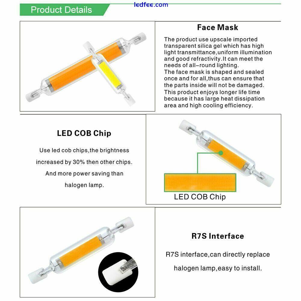 R7s LED 78mm118mm Glas Kalt/Warmweiß Dimmbar COB Ersetzen Halogenlampe Tube 220V 2 