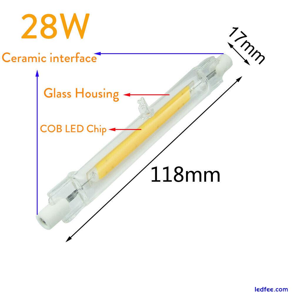 Dimmable R7S LED Glass Tube Light Ceramic COB Bulbs 7W 15W 28W 78mm 118mm Lamps 5 