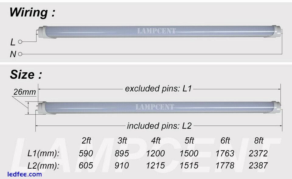 40/Pack T8 LED Tube Bulb 2ft 3ft 4ft 5ft 6ft 32W Double Row G13 LED Shop Lights 1 