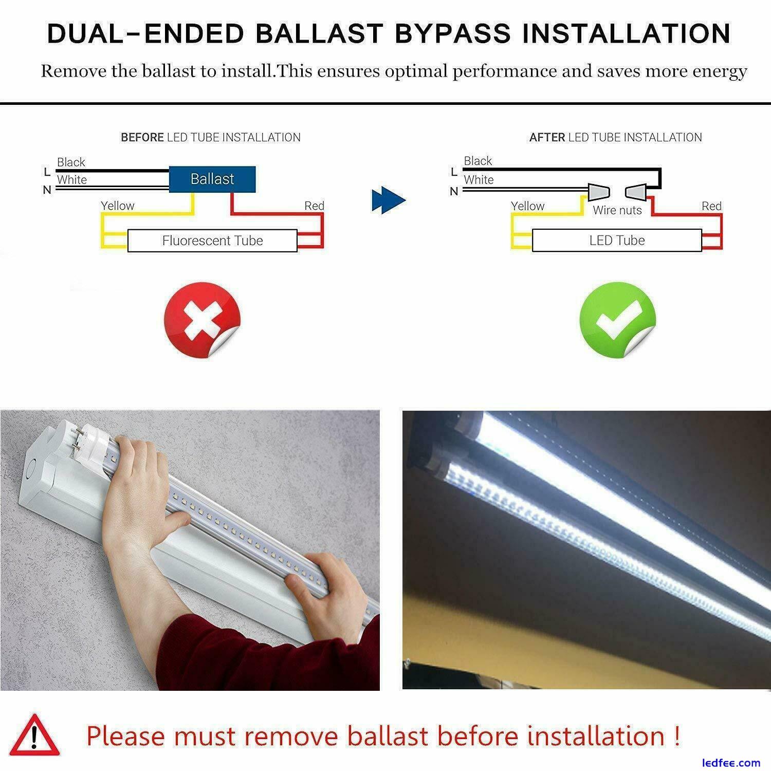 40/Pack T8 LED Tube Bulb 2ft 3ft 4ft 5ft 6ft 32W Double Row G13 LED Shop Lights 2 