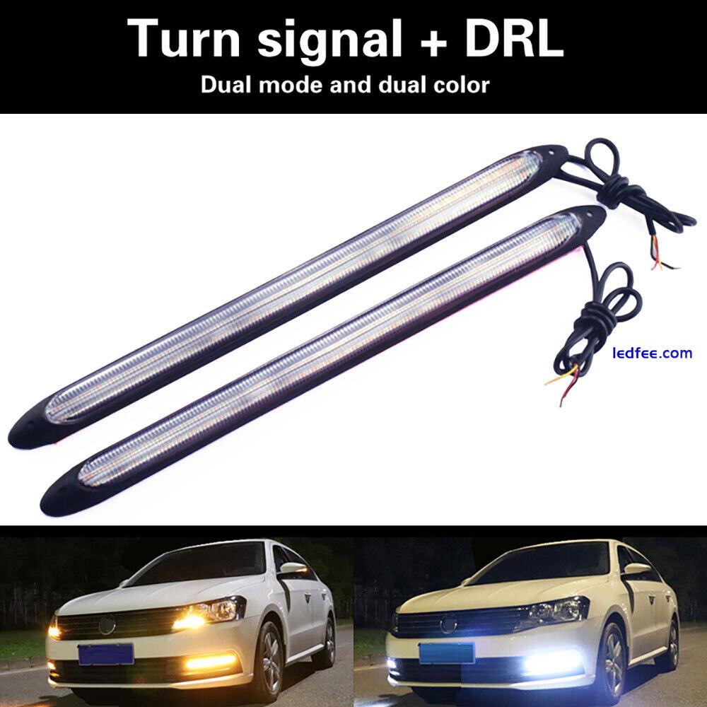 2Pcs DRL LED Headlight Strip Light Daytime Running Sequential Turn Signal Lamp 1 