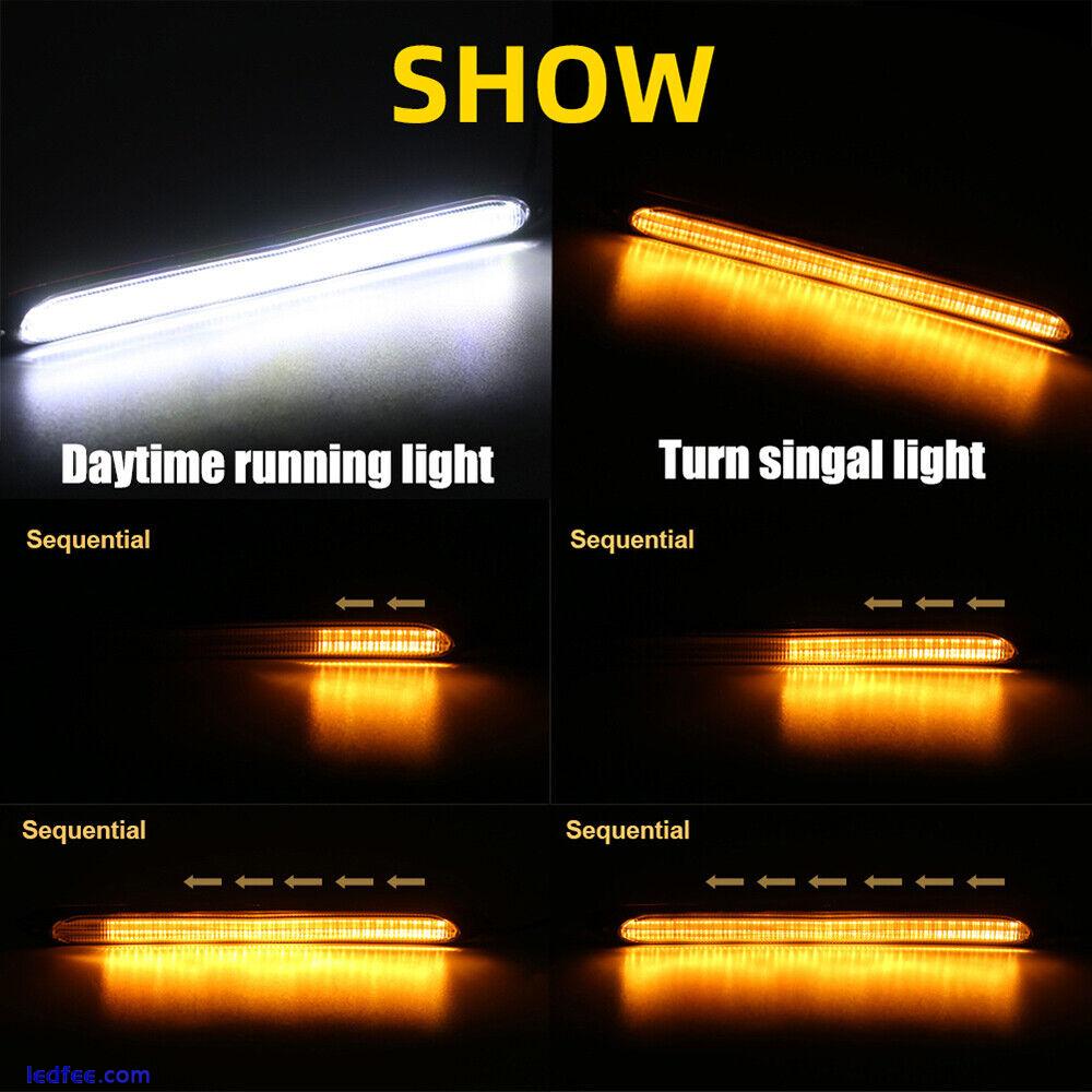 2Pcs DRL LED Headlight Strip Light Daytime Running Sequential Turn Signal Lamp 4 