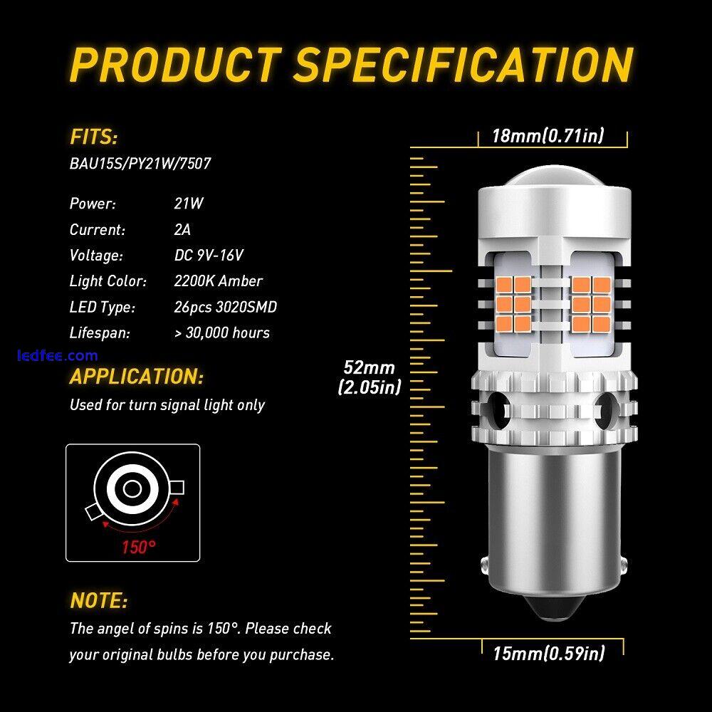 2x CANBUS AMBER LED TURN SIGNAL INDICATOR LIGHT BULBS ORANGE BAU15S PY21W 581 UK 4 