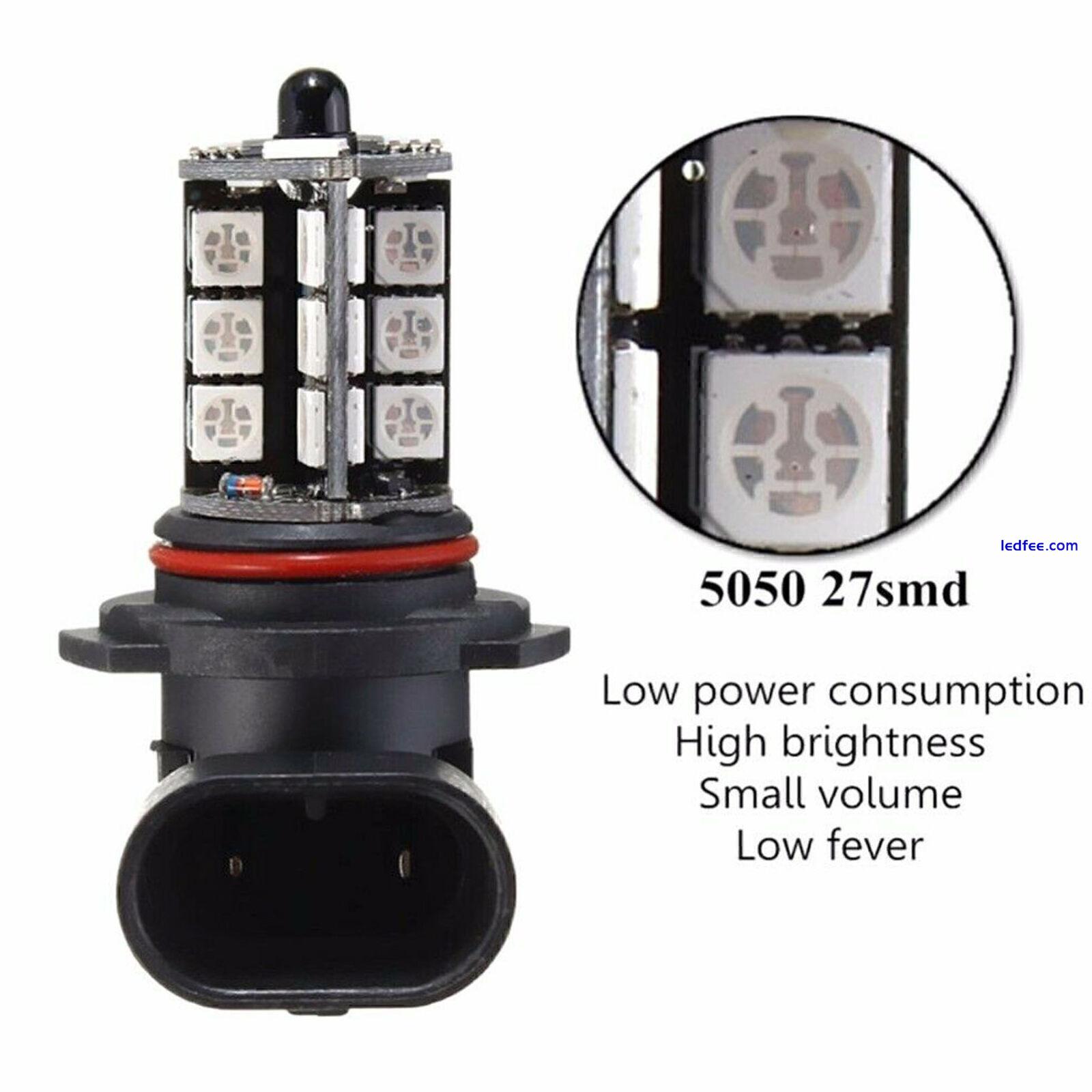 2x 9005 5050 LED 27 SMD RGB Car Headlight Fog Light Lamp Bulb + Remote Control 4 