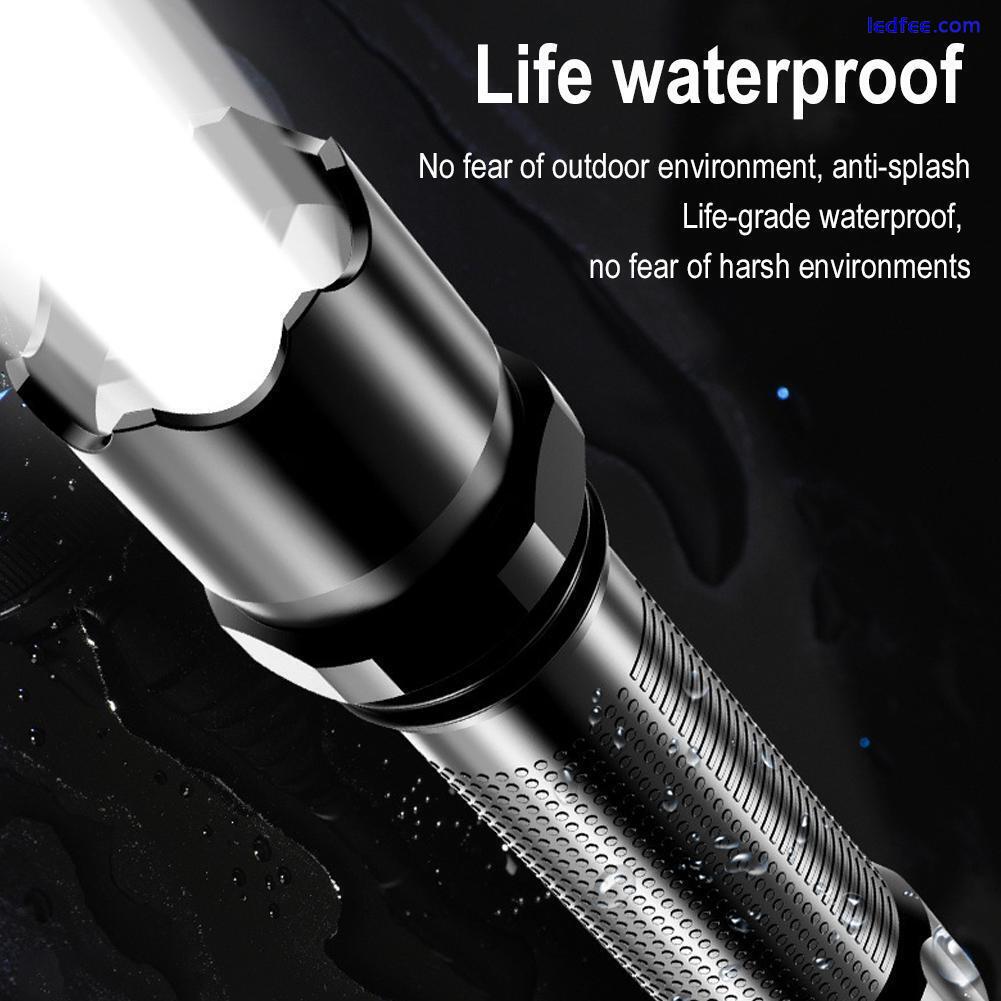 Super Bright LED Flashlight Rechargeable 1200000Lm Powerful Zoom Tactical Torch 4 