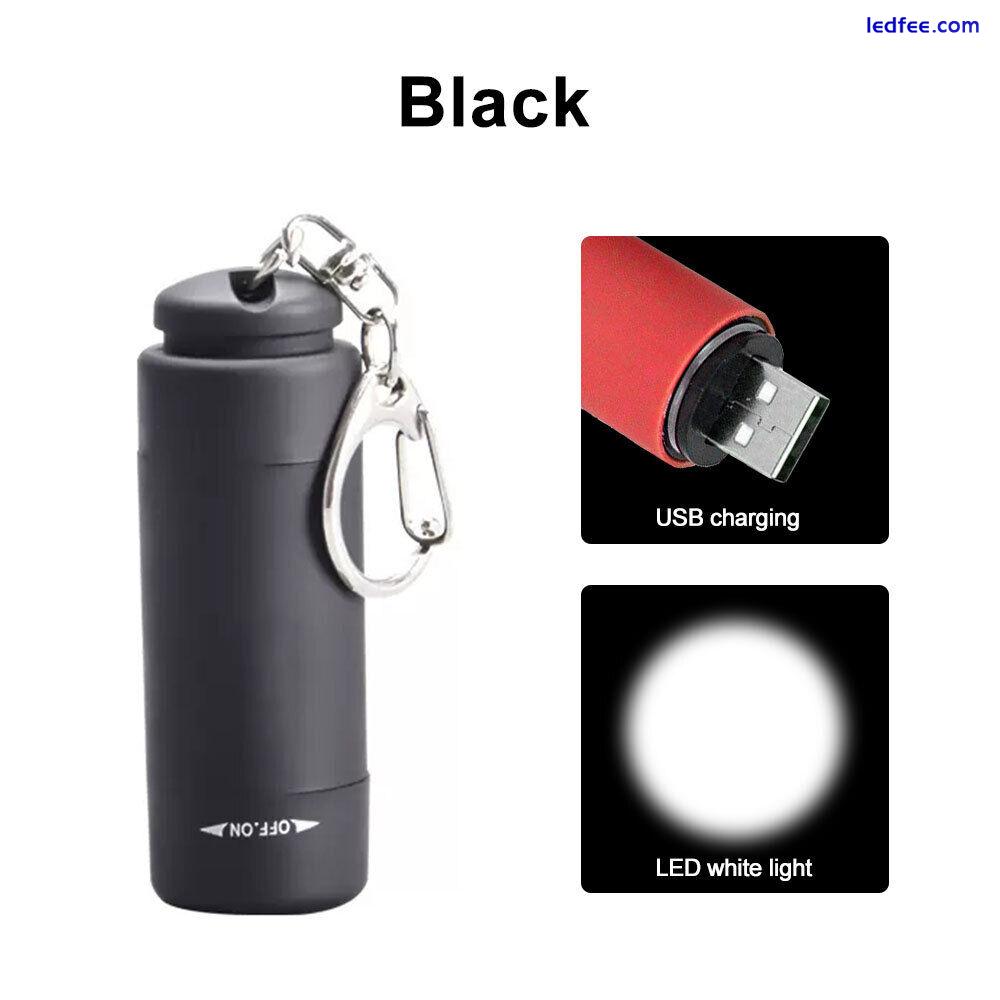 Mini Waterproof Rechargeable LED Light USB Flashlight Lamp Torch Pocket Keychain 2 