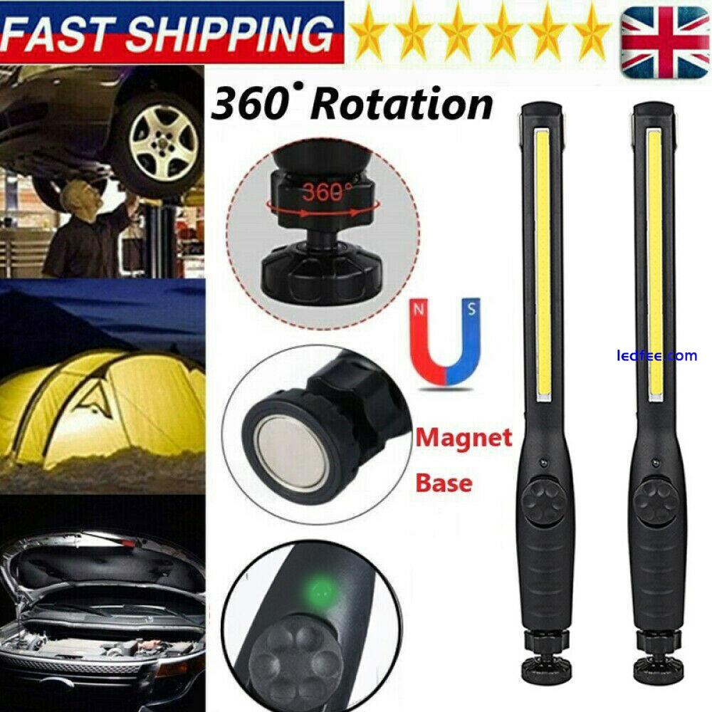 COB LED Rechargeable Work Light USB Hand Torch Inspection Magnetic Lamp Dimmable 1 