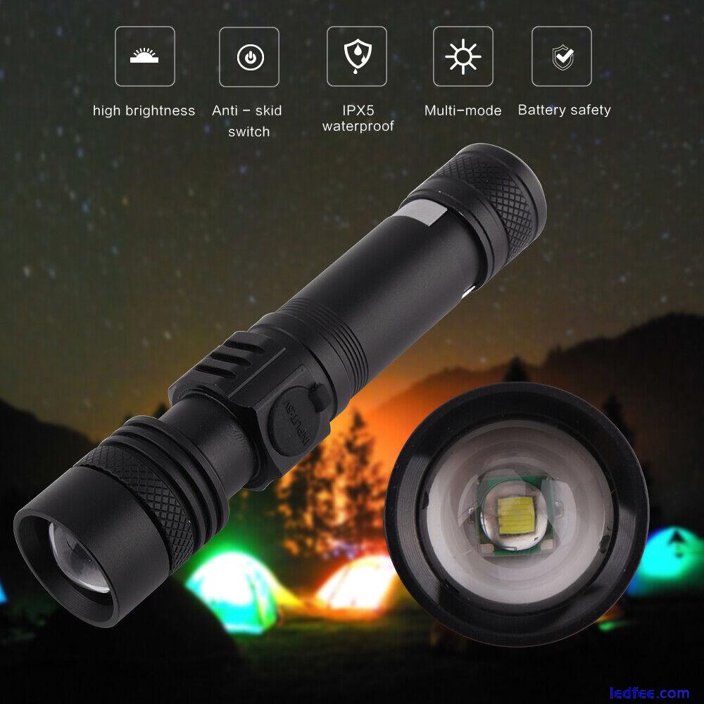 Rechargeable 200000LM Powerful LED Tactical Flashlight Super Bright Zoom Torch 1 