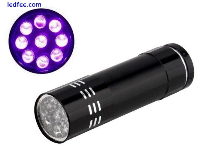 9 LED UV Blacklight Torch - Aluminium Cased Mini Flashlight - Purple LEDs 3 