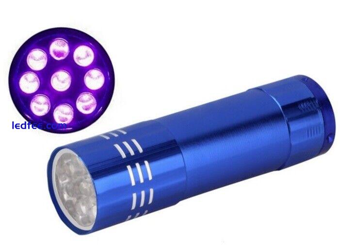 9 LED UV Blacklight Torch - Aluminium Cased Mini Flashlight - Purple LEDs 4 