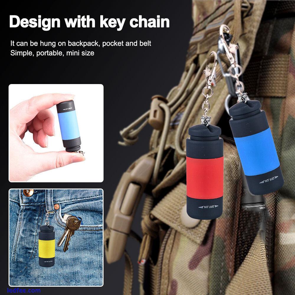 Mini LED Flashlight Torch USB Rechargeable Pocket EDC Keychain Light 5 