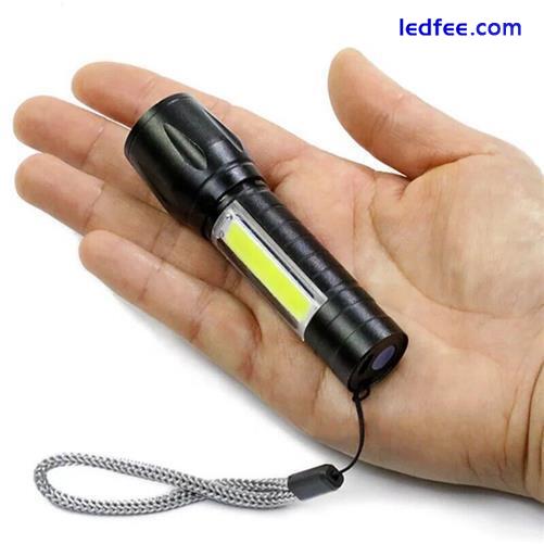 Pocket High Powered Torch Rechargeable Military Grade with Case LED COB Zoom 4 