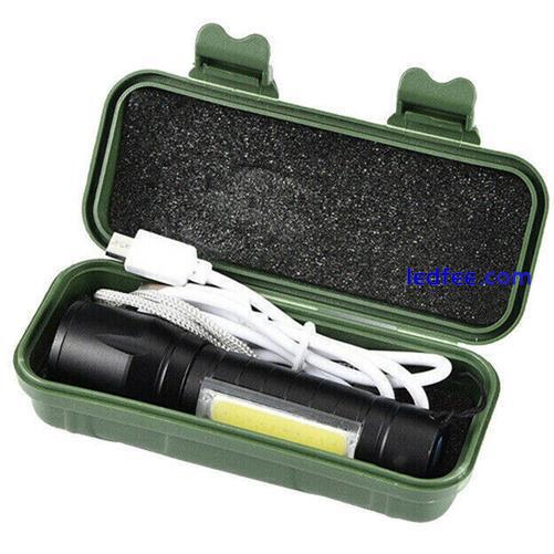 Pocket High Powered Torch Rechargeable Military Grade with Case LED COB Zoom 2 