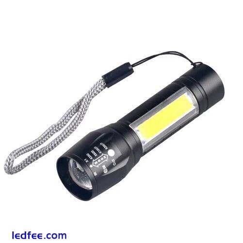 Pocket High Powered Torch Rechargeable Military Grade with Case LED COB Zoom 5 