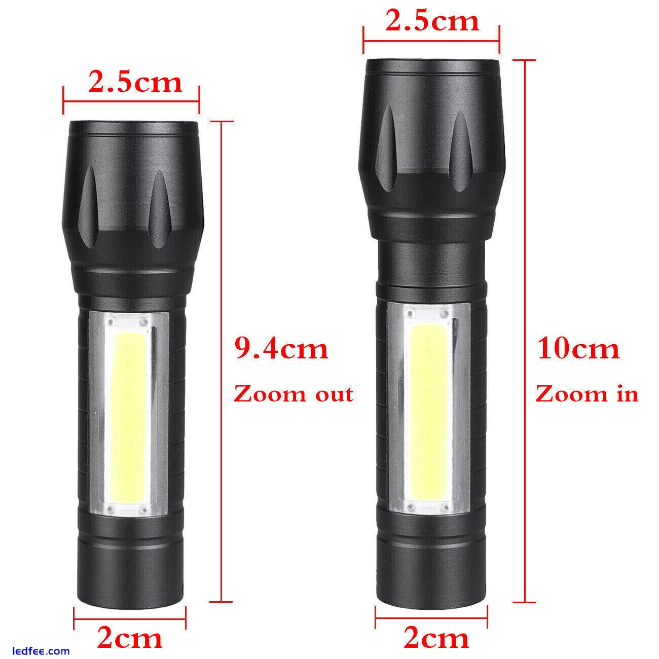 Pocket High Powered Torch Rechargeable Military Grade with Case LED COB Zoom 1 