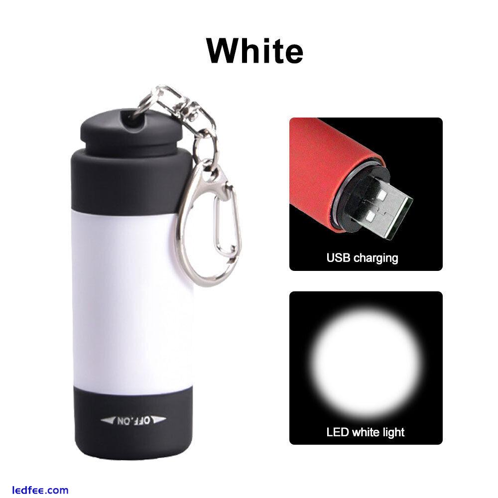 Rechargeable USB LED Light Flashlight Lamp Mini Torch Pocket Keychain Waterproof 4 