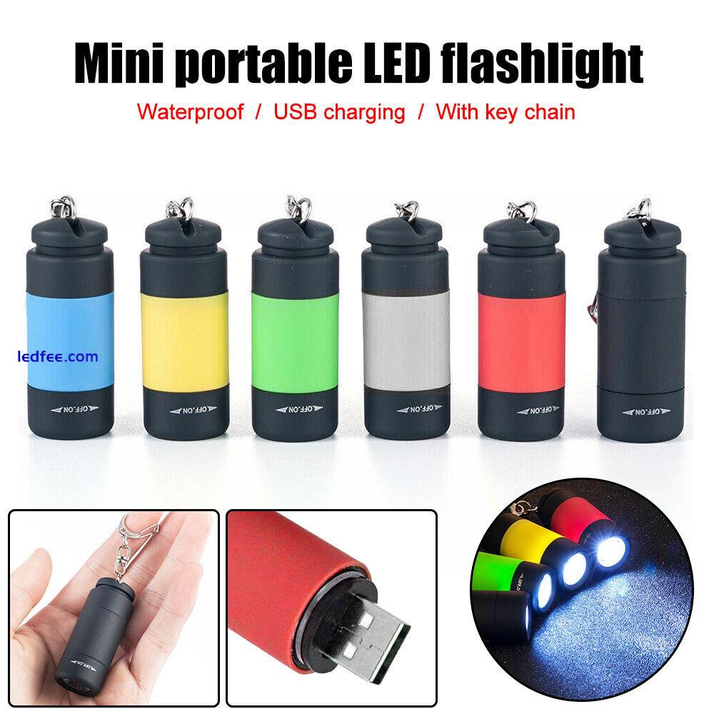 Rechargeable USB LED Light Flashlight Lamp Mini Torch Pocket Keychain Waterproof 2 