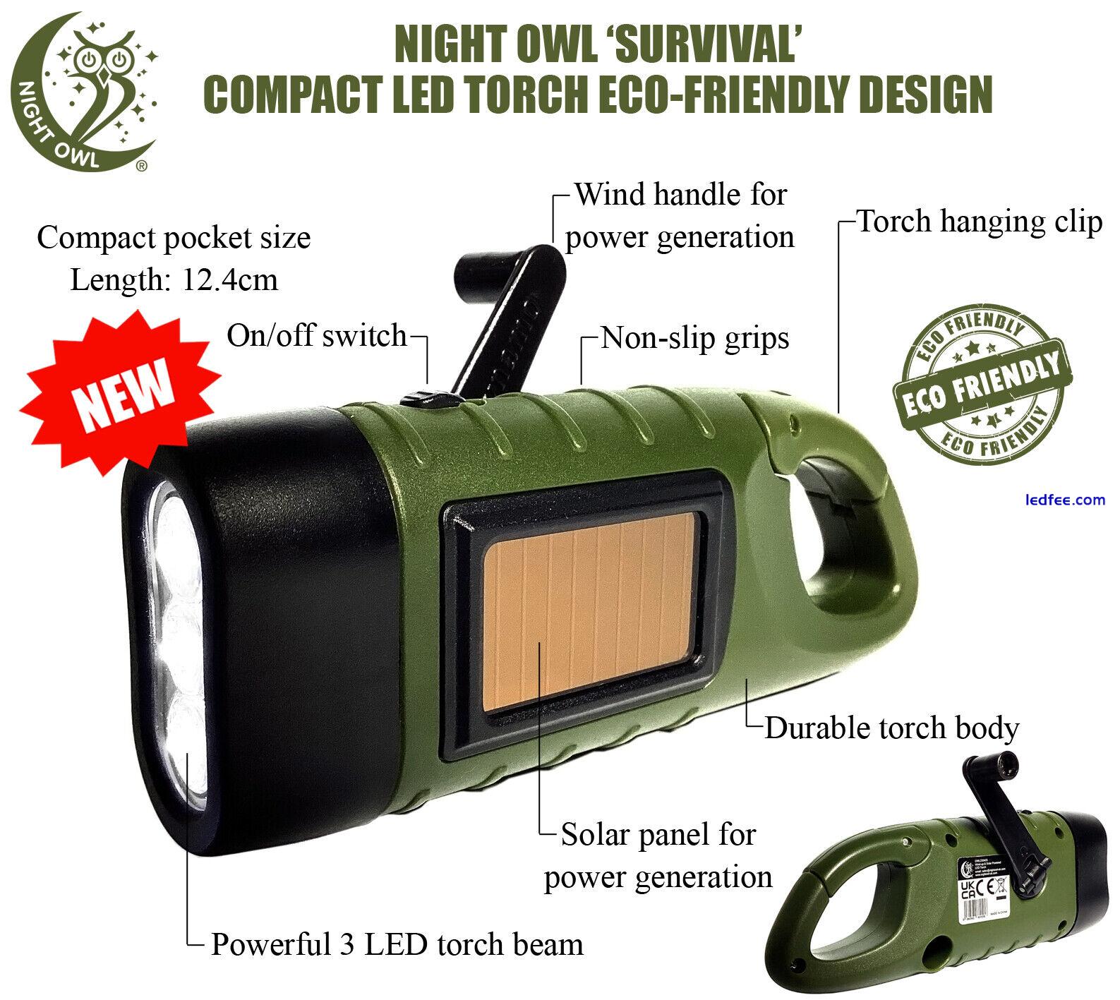 Wind-up & Solar Powered Rechargeable LED 'Survival' Torch by Night Owl 0 