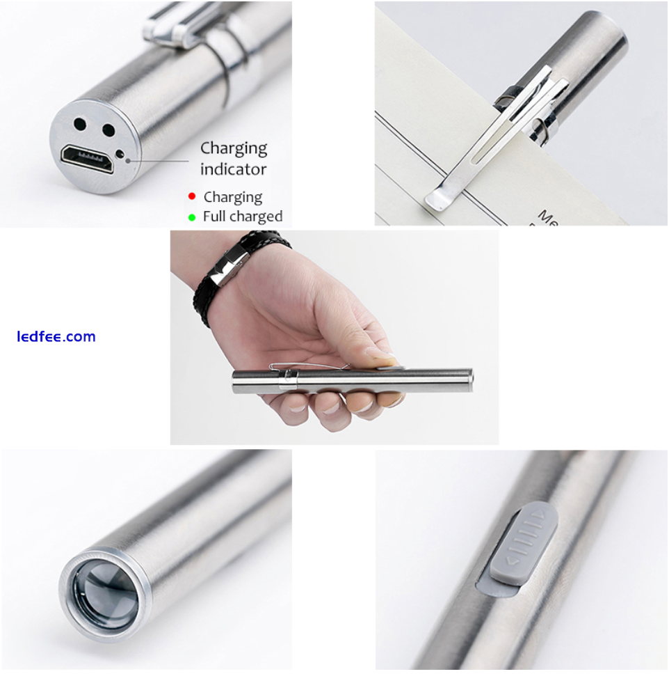 Rechargeable Medical Handy Pen Light Mini Nursing Flashlight LED Pocket Torch UK 3 