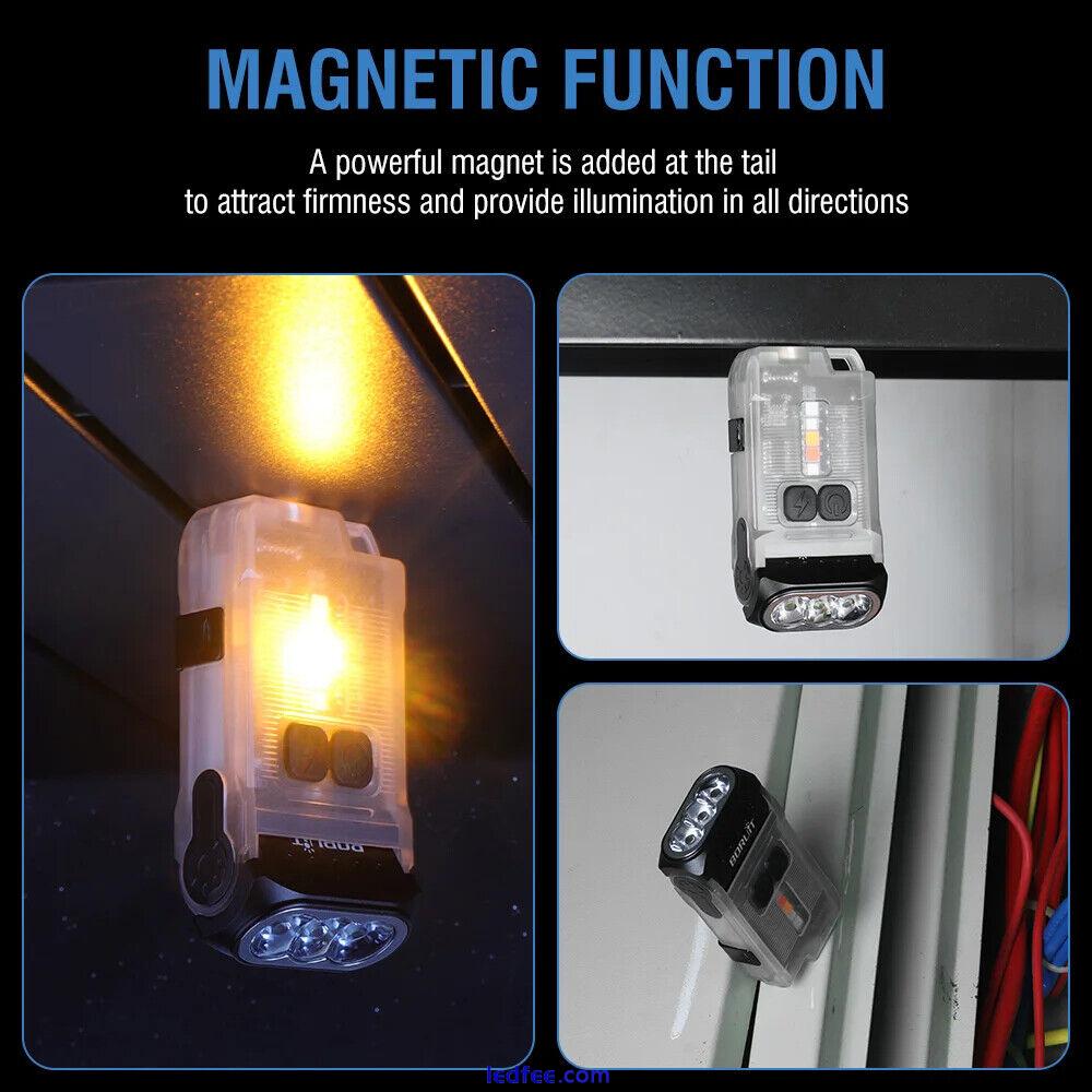 Magnetic COB LED Keychain Flashlight Rechargeable EDC Torch Work Lamp BORUiT V15 4 