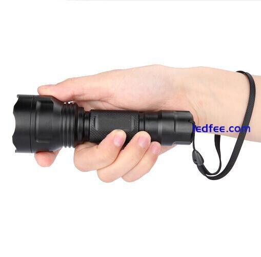 Zoomable Single Mode 10W 6500K LED 1000LM C8 Portable Flashlight Kit With Strap 5 