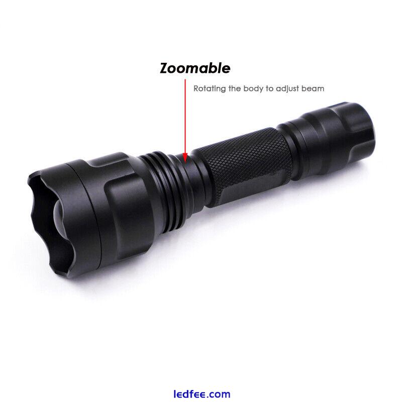 Zoomable Single Mode 10W 6500K LED 1000LM C8 Portable Flashlight Kit With Strap 0 