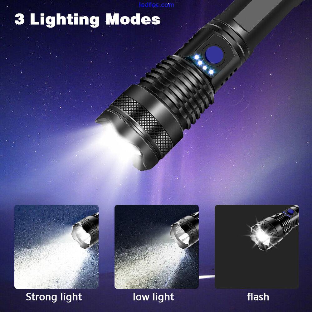 1500000LM LED Flashlight Tactical Light Super Bright Torch USB Rechargeable Lamp 1 