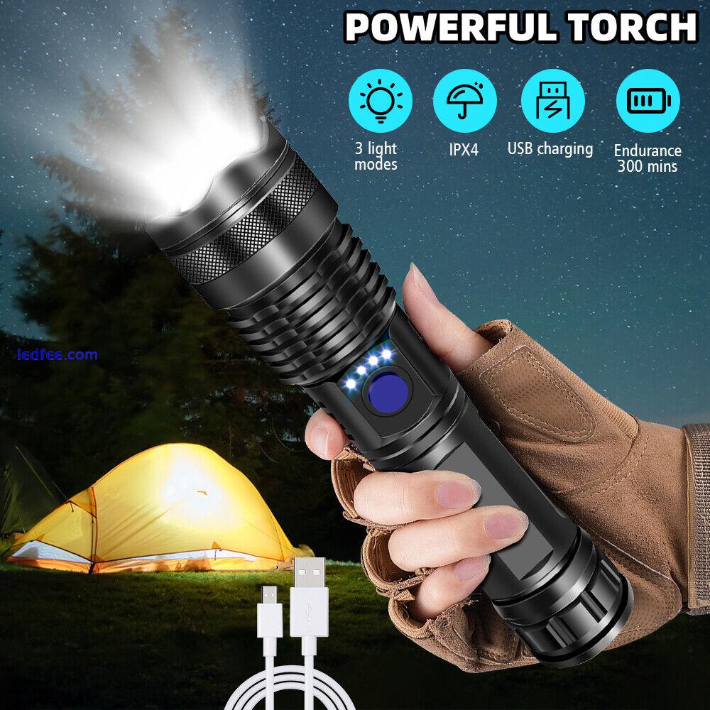 1500000LM LED Flashlight Tactical Light Super Bright Torch USB Rechargeable Lamp 0 