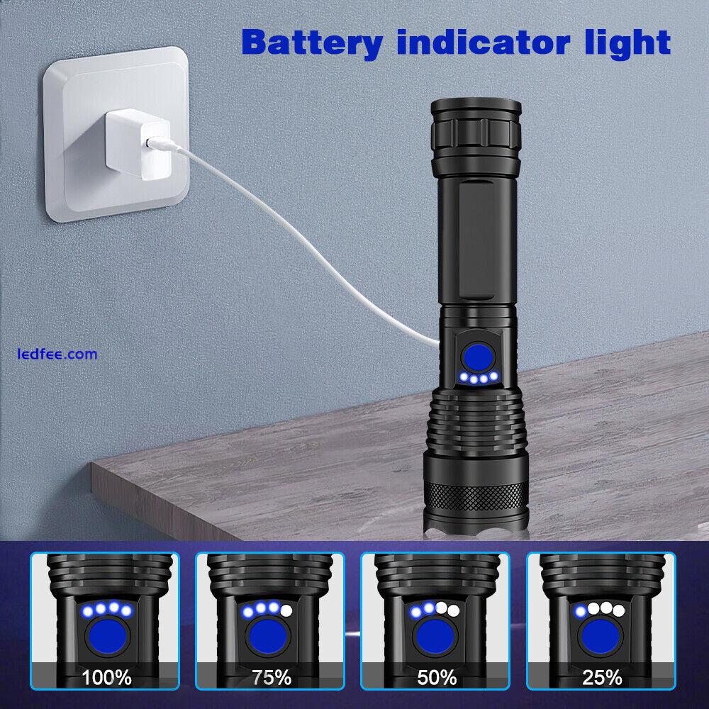 1500000LM LED Flashlight Tactical Light Super Bright Torch USB Rechargeable Lamp 5 