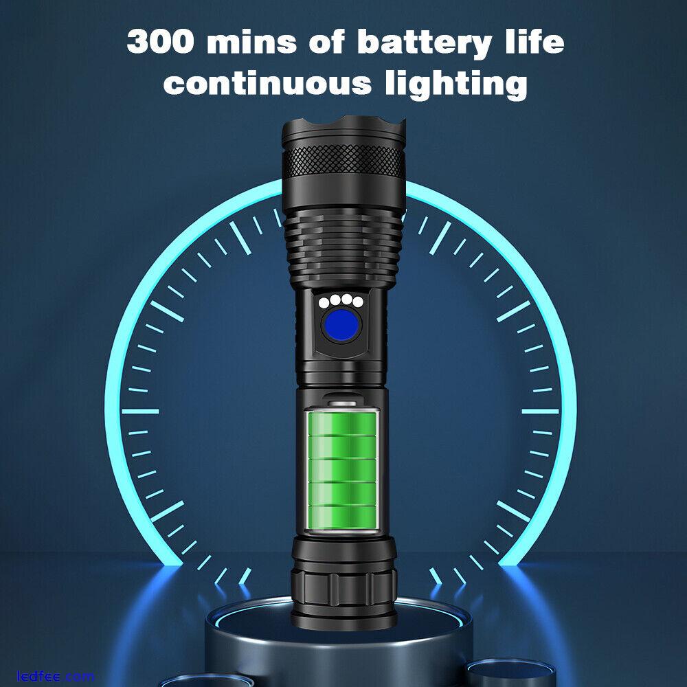 1500000LM LED Flashlight Tactical Light Super Bright Torch USB Rechargeable Lamp 2 