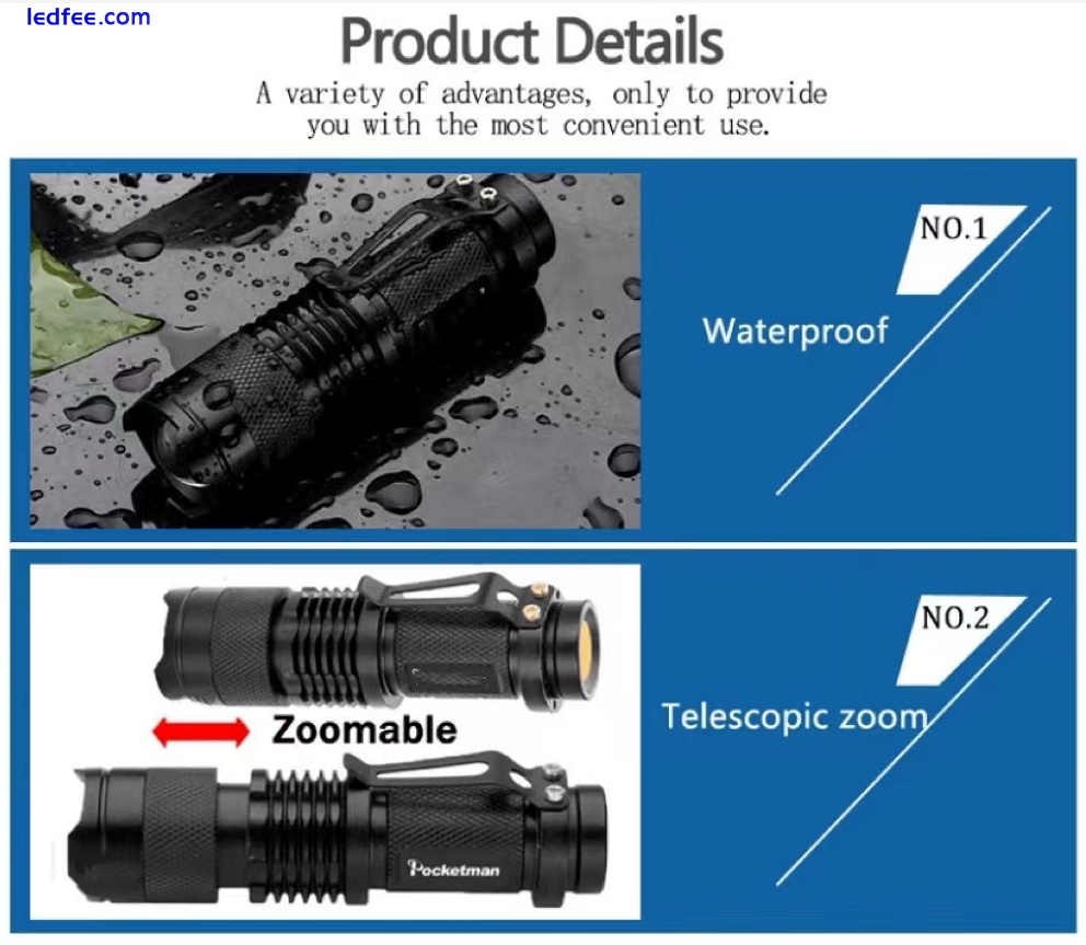  LED Green MINI 7W Torch 300LM 3 Mode Wearable Black Q5 Tactical Flashlight 5 