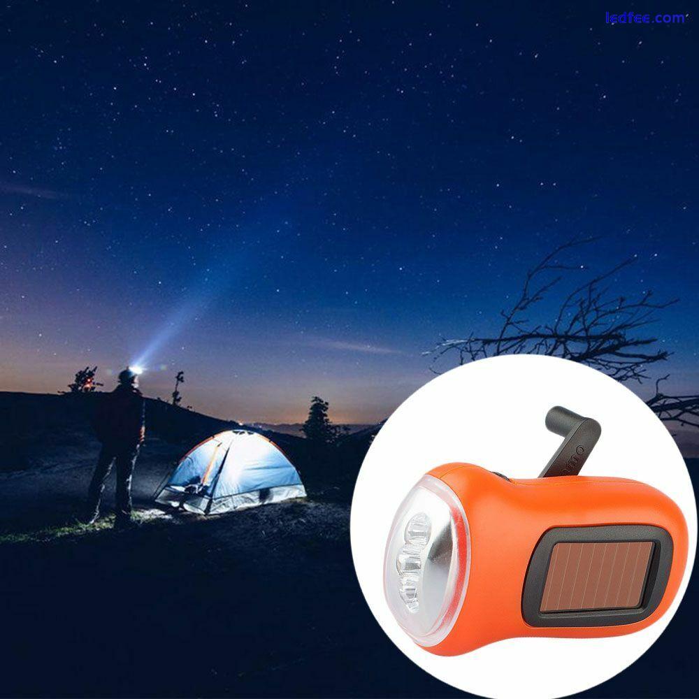 LED Solar Power Flashlight Hand Crank Torch Wind Up Super Bright Camping Light 5 