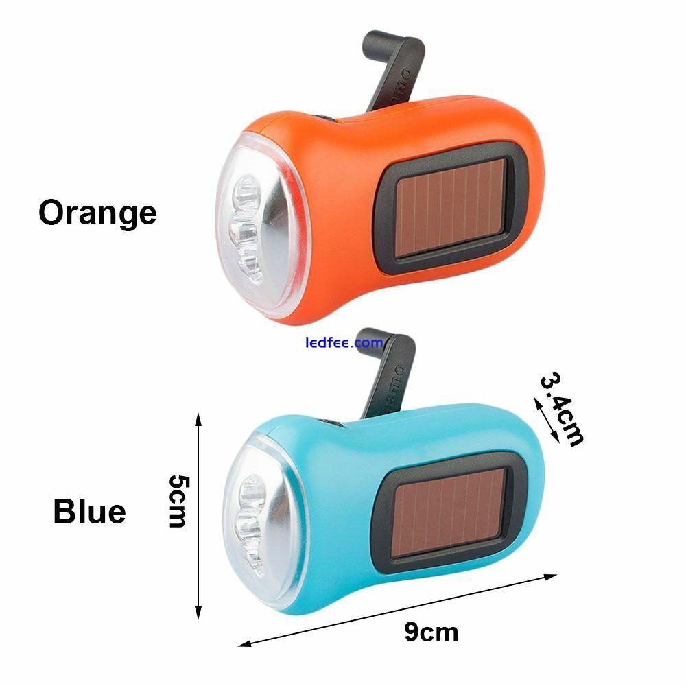 LED Solar Power Flashlight Hand Crank Torch Wind Up Super Bright Camping Light 1 