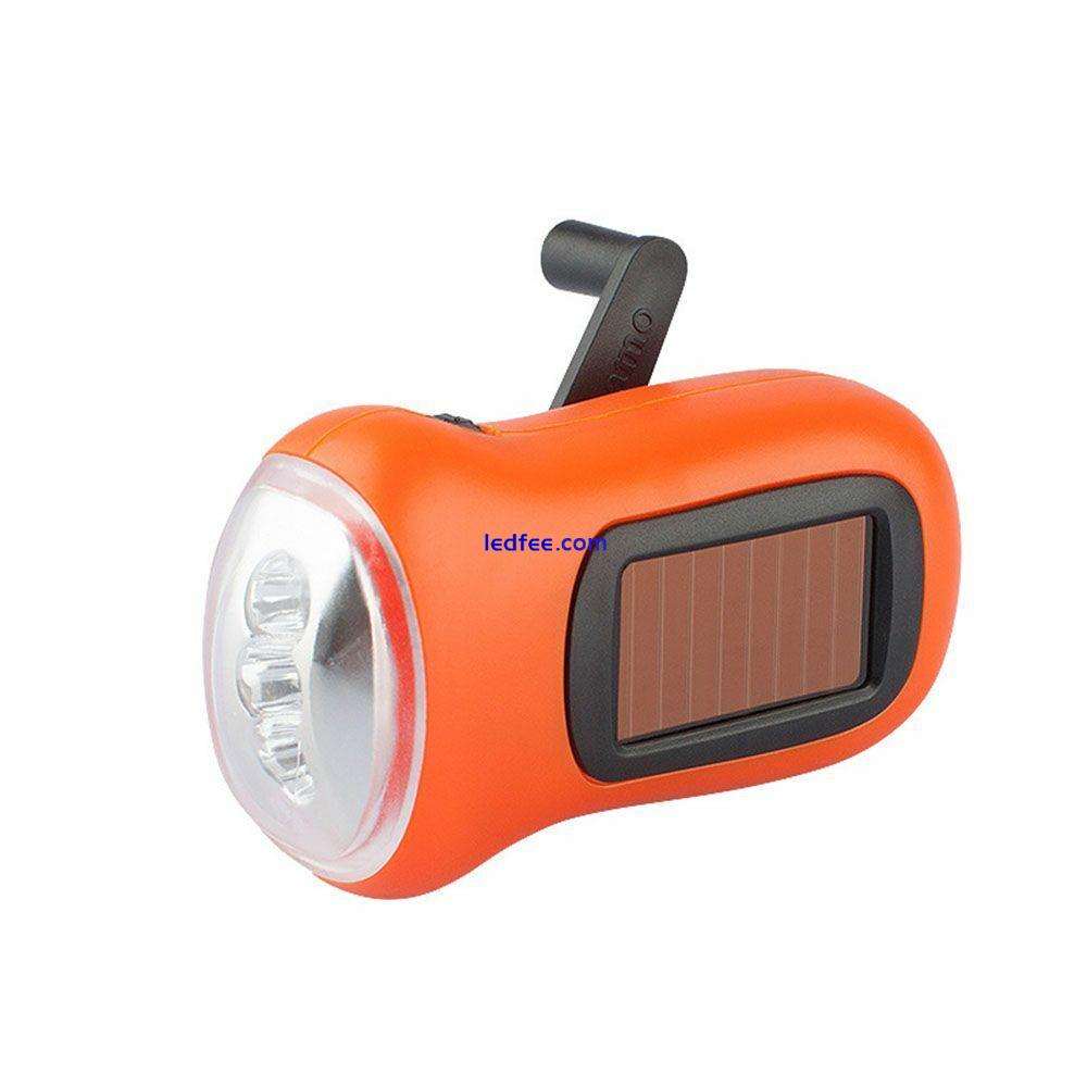 LED Solar Power Flashlight Hand Crank Torch Wind Up Super Bright Camping Light 4 