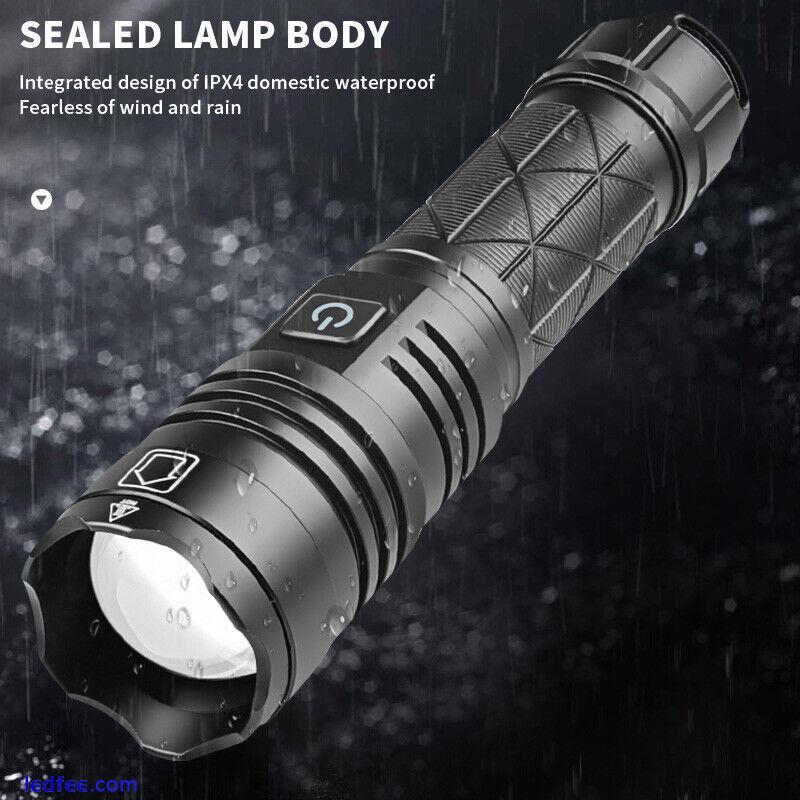 Rechargeable LED Flashlight Tactical Super Bright Torch Zoomable Camping Lamp 2 