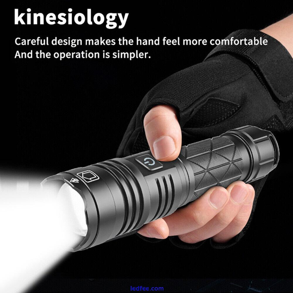 Rechargeable LED Flashlight Tactical Super Bright Torch Zoomable Camping Lamp 4 