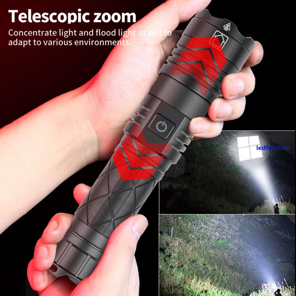 Rechargeable LED Flashlight Tactical Super Bright Torch Zoomable Camping Lamp 5 