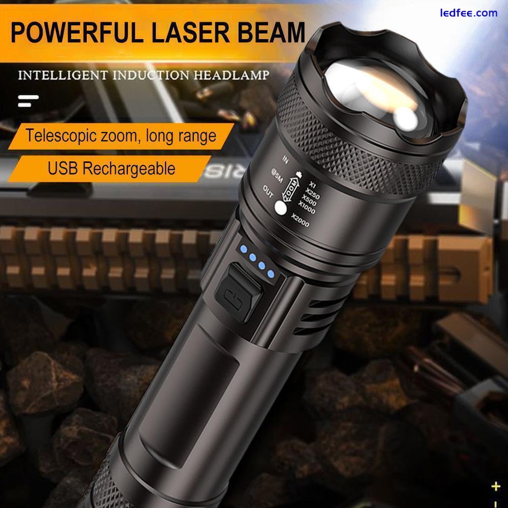 1200mah Telescopic Zoom LED Flashlight Super Bright Lamps Torch USB O4T5 2 