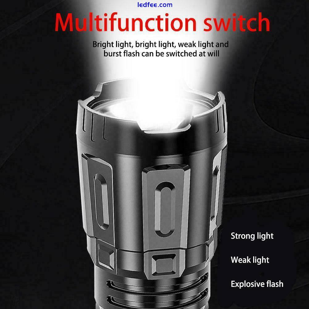 Super-Bright LED Tactical Flashlight USB Rechargeable With Torch Battery B7 4 