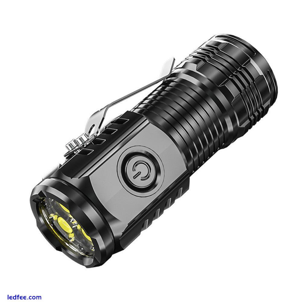 Three Eyed Mini Flashlight Rechargeable LED Flashlights High Lumens 2-4h 2 