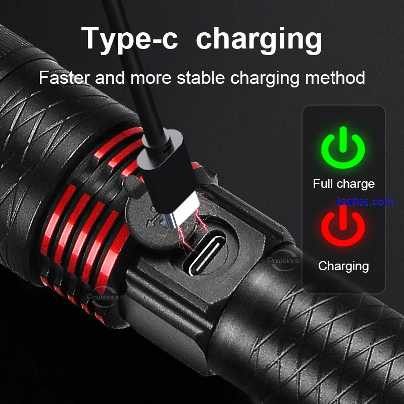 Flashlight Rechargeable Torch Lamp LED Tactical Lighting Ultra Powerful Light 4 