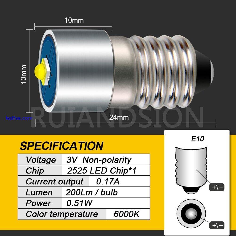 1pc 3V E10 LED 2525 3W Screw Base Torch Flashlight Bulb Replace light Bulb White 0 