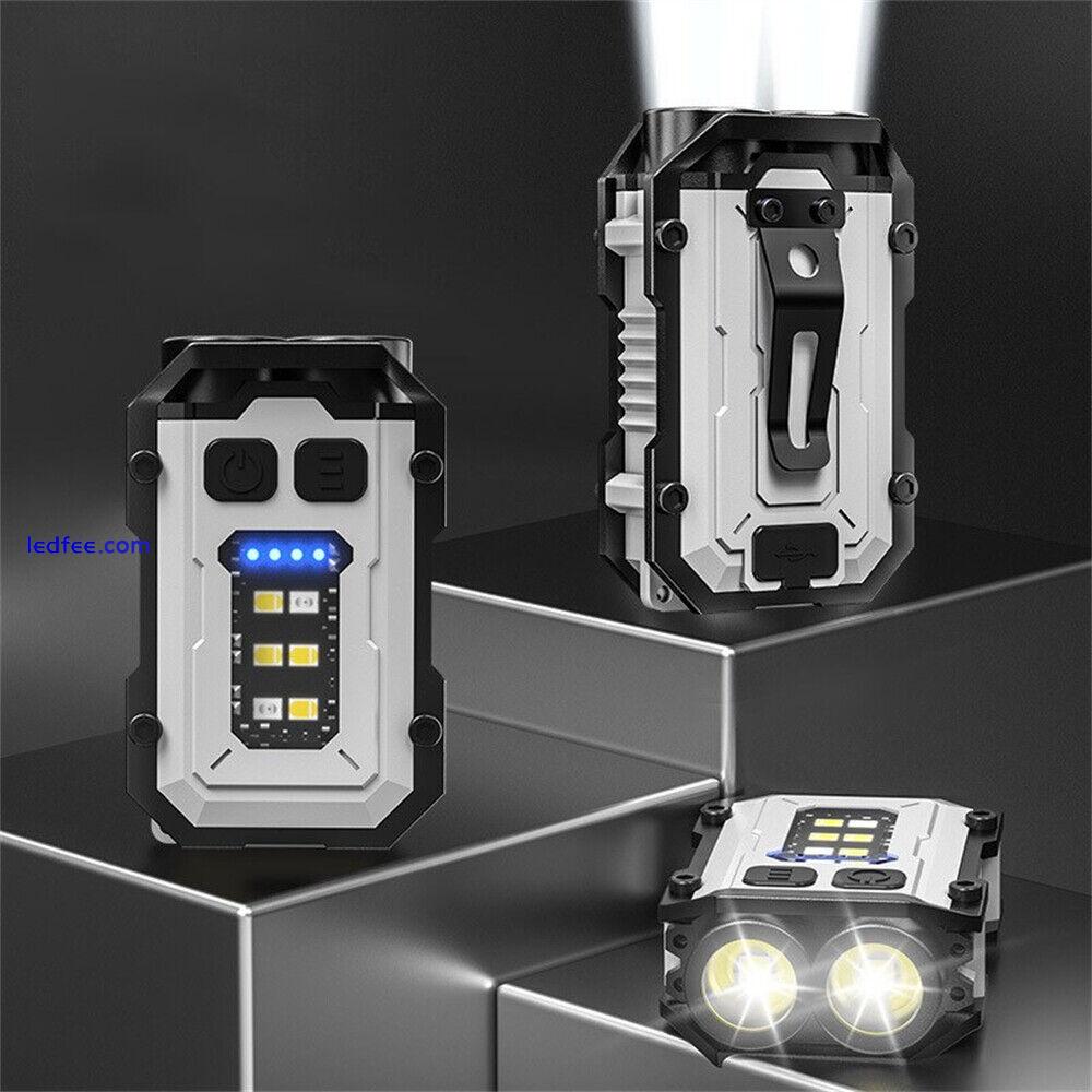 Mini LED flashlight key chain USB rechargeable 8-speed work lights camping light 0 