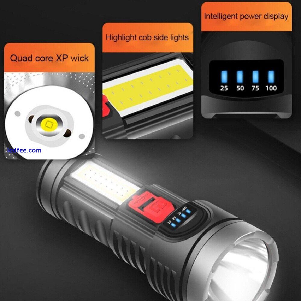 LED Torch USB Charging Work Light COB Waterproof Flashlight Camping Lantern Lamp 1 